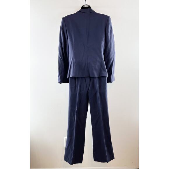 John Meyer Two Piece Wool Blend Pant Suit Blazer Wide Leg Trousers Navy Blue - Picture 13 of 16